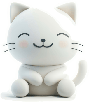 Adorable cartoon cat character in a sitting pose. png