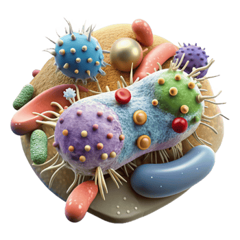 vibrant artistic Magnified View of Bacteria Isolated professional png