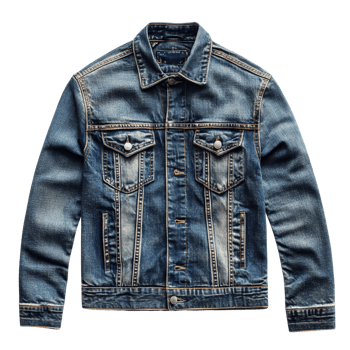 Classic Denim Jacket with Button Closure and Chest Pockets png