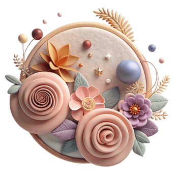 dramatic modern Muted Floral Embroidery Hoop Design Isolated Element original png