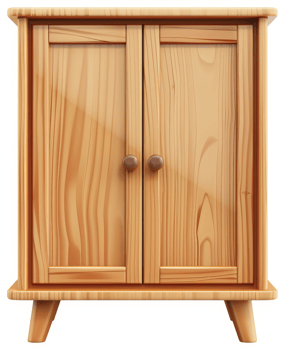 Simple wooden cabinet with two doors. png