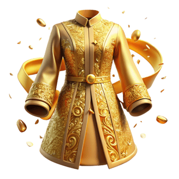 serene minimalist Golden Balinese Kebaya with Ornate Design Isolated professional png