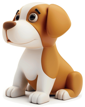 Cute cartoon puppy in a sitting position. png