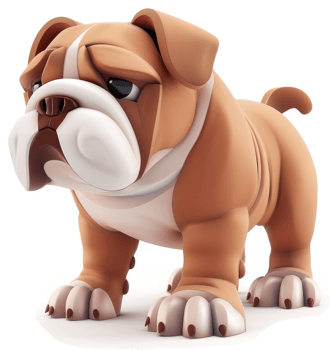 Cartoon bulldog puppy with a sad expression. png