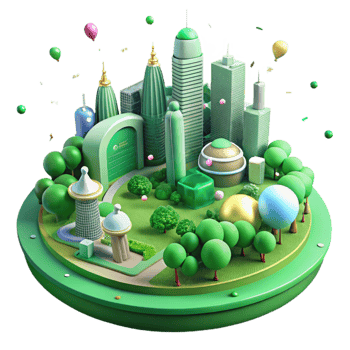 stunning creative Green Cityscape with Parks and Trees Transparent Cutout professional png