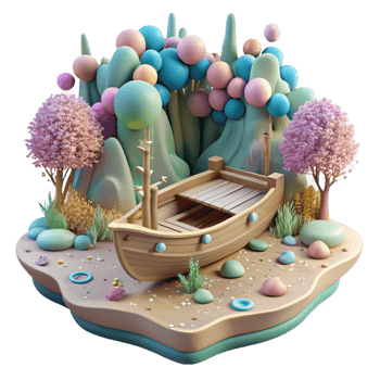 extraordinary modern Mangrove Forest with Fishing Boat Isolated high resolution png