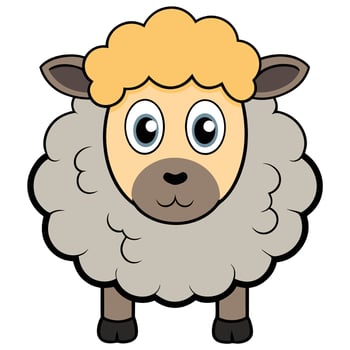 Cartoon sheep illustration adorable lamb character farm animal design vector
