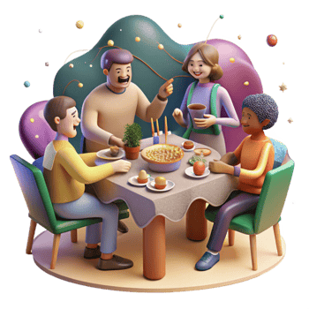 elegant contemporary People Sharing Meal Community Feast Cutout high quality png