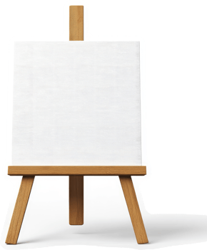 Empty easel displaying a blank canvas. png