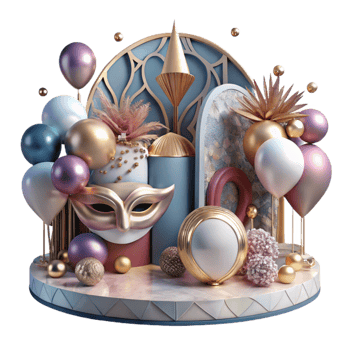 dramatic rustic Maskerade Ball Intricate Decorations Transparent Background Festive Setting original png