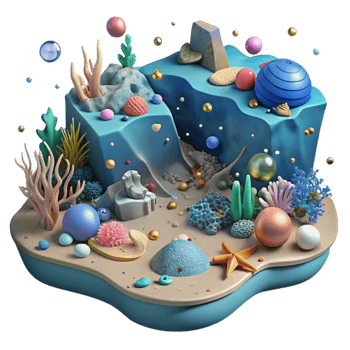vibrant creative Ocean Floor Deep Sea Scene Transparent Background high quality png