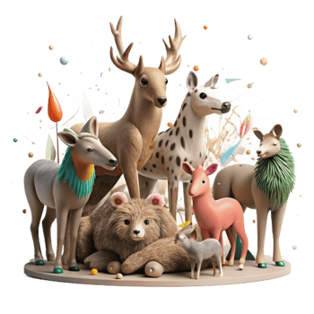 extraordinary traditional Group of Animals in Their Natural Habitat Isolated on Transparent Background genuine png