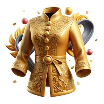 serene vintage Golden Balinese Kebaya with Ornate Design Isolated original png