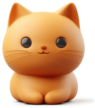 Cute, cartoonish orange tabby cat figurine. png