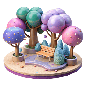 impressive artistic Park with Trees and Benches Transparent professional png