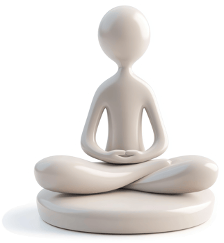 Cream-colored figurine of a person in meditative pose. png