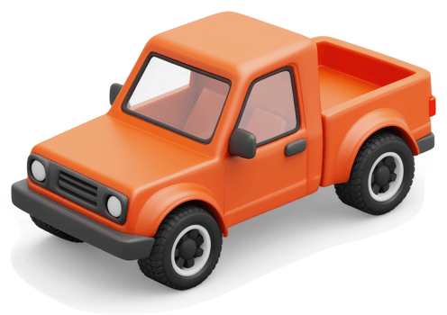 Orange pickup truck illustration. png