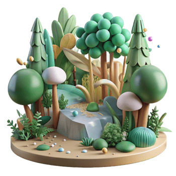extraordinary rustic Healthy Ecosystem Illustration Lush Forest Isolated detailed png