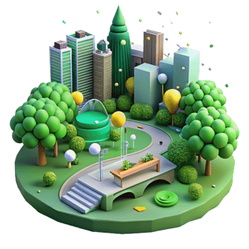 extraordinary traditional Green City Park Aerial View Isolated premium png