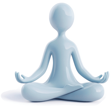 Light blue figure in a seated meditation pose. png