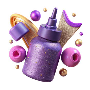 serene vintage Purple Glitter Glue Bottle Top View Transparent high quality png
