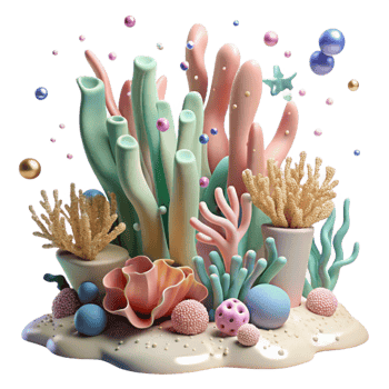 extraordinary classic Invasive Seaweed on Coral Reef Underwater Shot Transparent Background authentic png