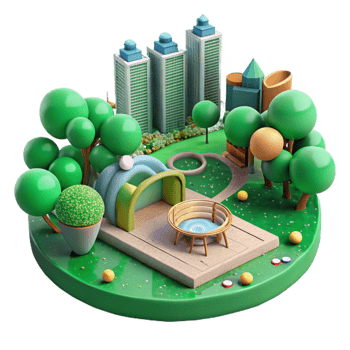 extraordinary classic Green City Park Aerial View Isolated detailed png