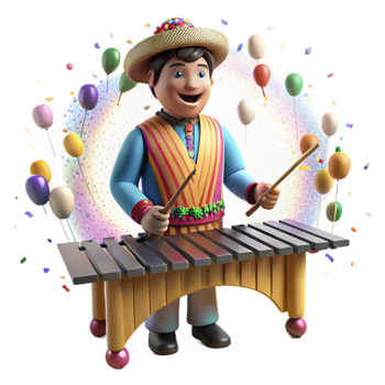wonderful minimalist Mexican Marimba Player Colorful Costume Cutout genuine png