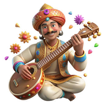 extraordinary traditional Indian Sitar Player Detailed Ornamentation Isolated genuine png