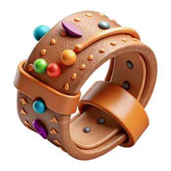 stunning abstract Handmade Leather Bracelet Cutout with Stitched Detail high quality png