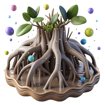 extraordinary creative Mangrove Roots Partially Submerged Transparent high quality png