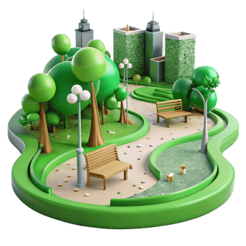 impressive minimalist Green City Park with People Relaxing Cutout original png