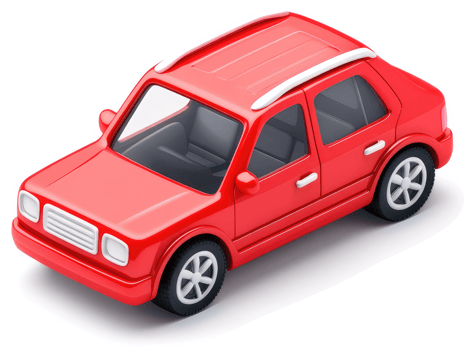 Red toy car, viewed from above, on a white background. png