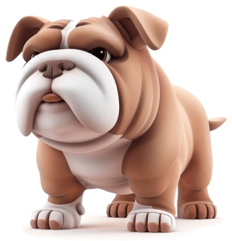 Cartoon illustration of a light brown bulldog. png