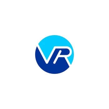 Circle VR, RV logo, digital urban symbol. simple minimalist round vector
