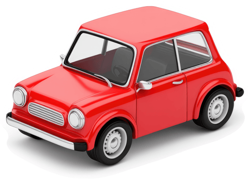 Retro red cartoon car illustration. png