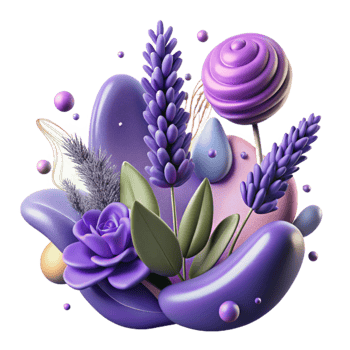 stunning creative Purple Lavender Cutout with Flower and Stem premium png