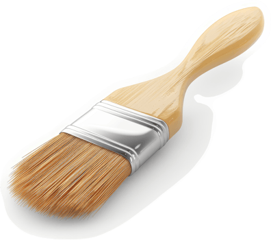 Wooden-handled paintbrush for decorative applications. png