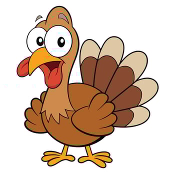 Cartoon turkey illustration for thanksgiving with googly eyes and funny face vector