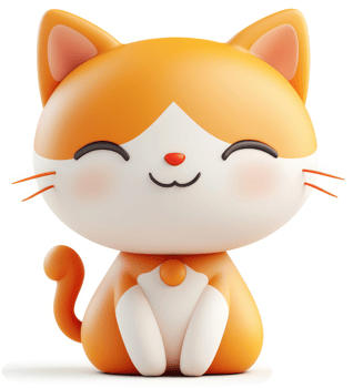 Cheerful orange cartoon cat figurine. png