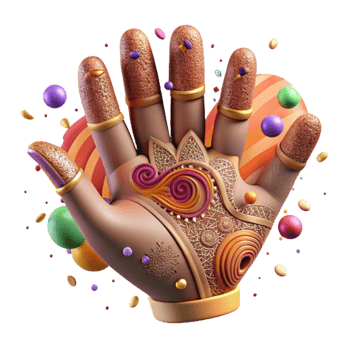 impressive classic Indian Henna Tattoo Intricate Hand Design Isolated detailed png