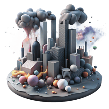serene abstract Polluted Cityscape with Smog Dark Tones Cutout detailed png