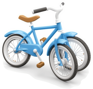 Child's light-blue tricycle, presented in 3D. png