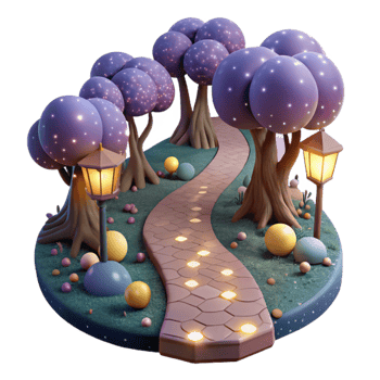 serene artistic Moonlight Illuminating Forest Path Isolated on Transparent Background original png