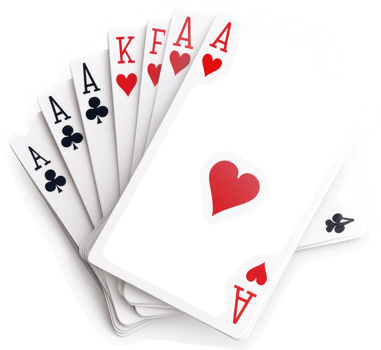 Stacked playing cards with a concealed design. png