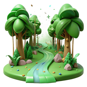 vibrant abstract Green Forest Path Isolated high resolution png