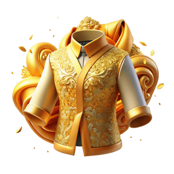 beautiful contemporary Golden Balinese Kebaya with Ornate Design Isolated high resolution png