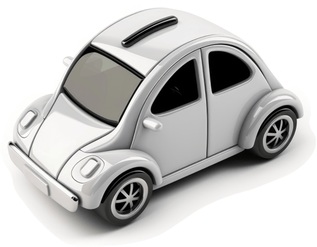 Stylized, light gray toy car illustration. png