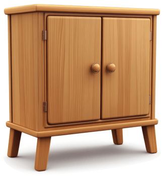 Wooden cabinet with two doors and simple legs. png
