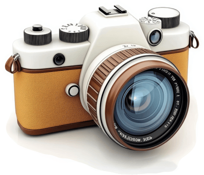 Vintage camera with a retro design. png